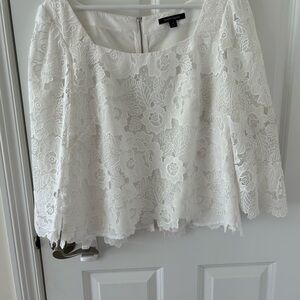 Nanette Lepore Floral Lace Blouse in White